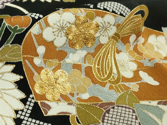 平和屋本店●極上　創業460年・千總　黒留袖　駒刺繍　籬花文箱　金彩　高島屋扱い　逸品　未使用　DZAB6161kh6