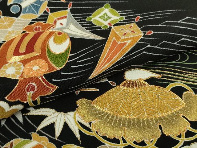 平和屋本店●極上　創業460年・千總　黒留袖　駒刺繍　立波　宝尽くし　金彩　鈴乃屋扱い　逸品　DZAB6162kh6