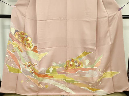 平和屋本店●極上　創業460年・千總　色留袖　駒刺繍　束ね熨斗　宝尽くし花文　虹色地　金彩　大丸扱い　逸品　未使用　DZAB6163kh6