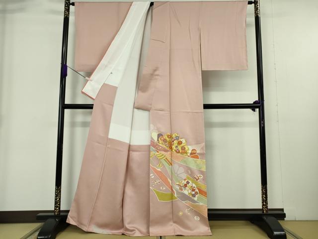 平和屋本店●極上　創業460年・千總　色留袖　駒刺繍　束ね熨斗　宝尽くし花文　虹色地　金彩　大丸扱い　逸品　未使用　DZAB6163kh6