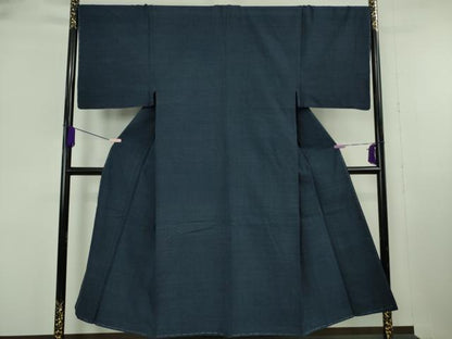 平和屋本店●極上　男性　綿薩摩 東郷織物謹製 手織 實篤　永江明夫(正藍染)　アンサンブル　長羽織　反端付き　逸品　未使用　DZAB6164kh6