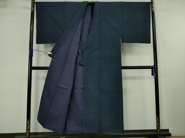 平和屋本店●極上　男性　綿薩摩 東郷織物謹製 手織 實篤　永江明夫(正藍染)　アンサンブル　長羽織　反端付き　逸品　未使用　DZAB6164kh6