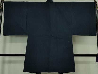 平和屋本店●極上　男性　綿薩摩 東郷織物謹製 手織 實篤　永江明夫(正藍染)　アンサンブル　長羽織　反端付き　逸品　未使用　DZAB6164kh6