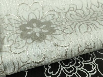 平和屋本店●希少　男性　訪問着　キングサイズ　胴抜き仕立て　駒刺繍　花唐草文　暈し染め　黒地　銀彩　逸品　未使用　DZAB6165kh6