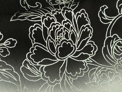 平和屋本店●希少　男性　訪問着　キングサイズ　胴抜き仕立て　駒刺繍　花唐草文　暈し染め　黒地　銀彩　逸品　未使用　DZAB6165kh6