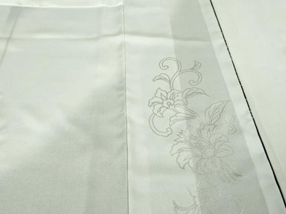 平和屋本店●希少　男性　訪問着　キングサイズ　胴抜き仕立て　駒刺繍　花唐草文　暈し染め　黒地　銀彩　逸品　未使用　DZAB6165kh6