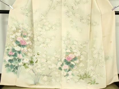 平和屋本店●極上　訪問着　作家物　草花文　暈し染め　逸品　DZAB6170kh6