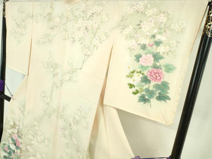 平和屋本店●極上　訪問着　作家物　草花文　暈し染め　逸品　DZAB6170kh6