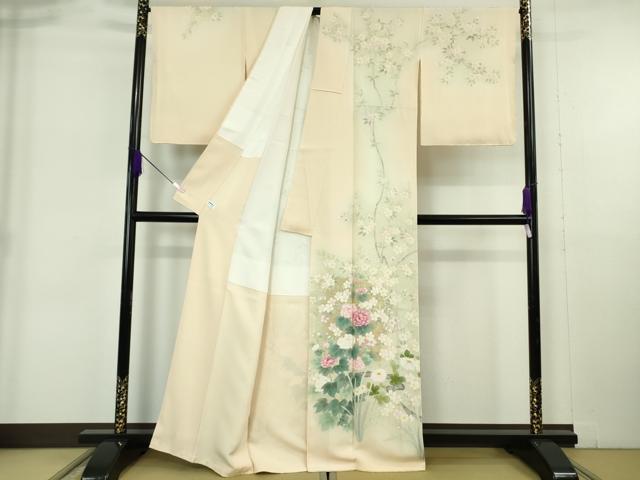 平和屋本店●極上　訪問着　作家物　草花文　暈し染め　逸品　DZAB6170kh6
