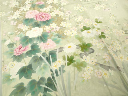 平和屋本店●極上　訪問着　作家物　草花文　暈し染め　逸品　DZAB6170kh6