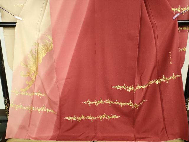 平和屋本店●希少　皇室献上作家　北出与三郎　振袖　乱菊　暈し染め　金彩　金通し地　逸品　DZAB6171kh6