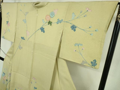 平和屋着物●極上　人間国宝・羽田登喜男　訪問着　駒刺繍　枝菊　たたき染め　逸品　DZAB6174kh6
