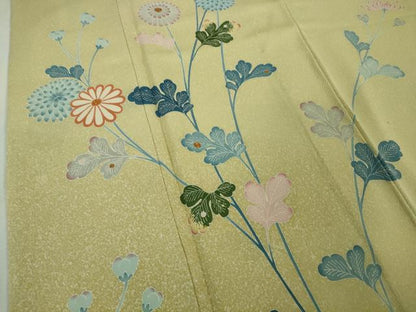 平和屋着物●極上　人間国宝・羽田登喜男　訪問着　駒刺繍　枝菊　たたき染め　逸品　DZAB6174kh6