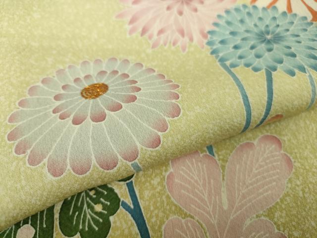 平和屋着物●極上　人間国宝・羽田登喜男　訪問着　駒刺繍　枝菊　たたき染め　逸品　DZAB6174kh6