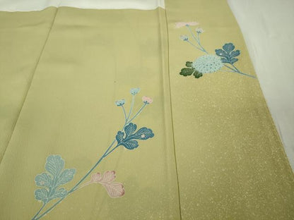 平和屋着物●極上　人間国宝・羽田登喜男　訪問着　駒刺繍　枝菊　たたき染め　逸品　DZAB6174kh6