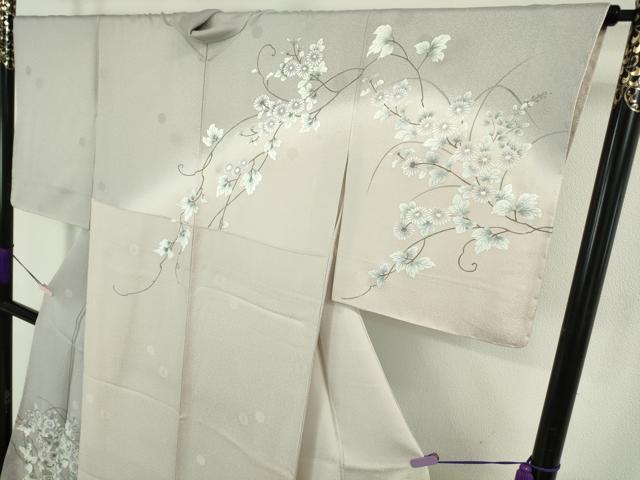 平和屋本店●極上　訪問着　手描き　枝花文　新小石丸　薄桜色地　暈し染め　銀彩　反端付き　逸品　未使用　DZAB6176kh6