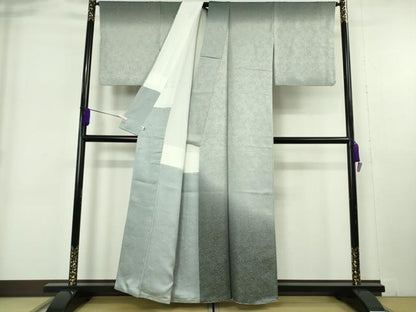 平和屋本店●極上　久保田一竹　幻の辻が花　訪問着　草花地紋　灰青色地　暈し染め　金通し地　逸品　DZAB6181kh6