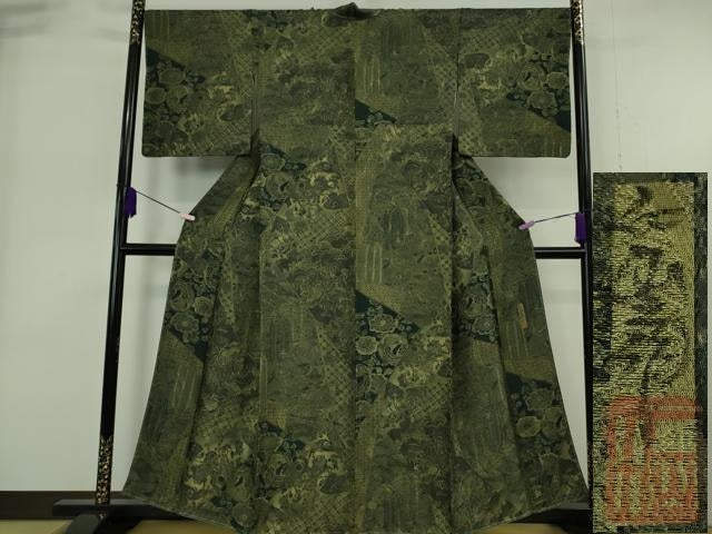 平和屋本店●極上　前田仁仙　仁仙更紗　小紋　天目織　切嵌更紗花鳥文　逸品　未使用　DZAB6182kh6
