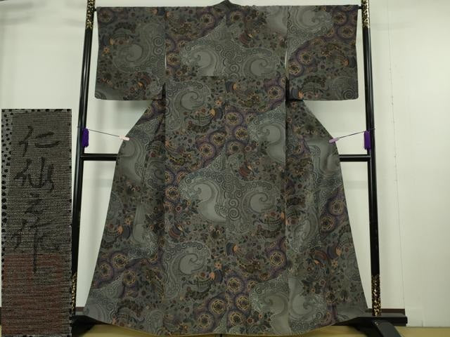 平和屋本店●極上　前田仁仙　仁仙更紗　小紋　鳳凰更紗花文　逸品　DZAB6183kh6