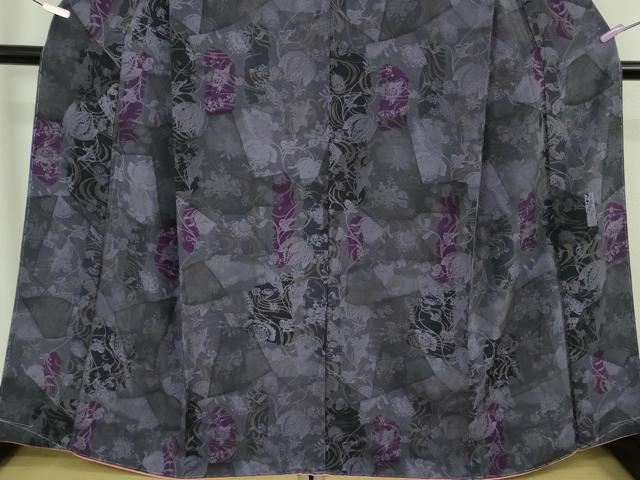 平和屋本店●極上　前田仁仙　仁仙更紗　小紋　更紗花文　鬼しぼ縮緬　逸品　未使用　DZAB6184kh6