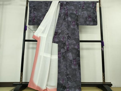 平和屋本店●極上　前田仁仙　仁仙更紗　小紋　更紗花文　鬼しぼ縮緬　逸品　未使用　DZAB6184kh6