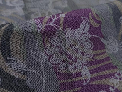 平和屋本店●極上　前田仁仙　仁仙更紗　小紋　更紗花文　鬼しぼ縮緬　逸品　未使用　DZAB6184kh6