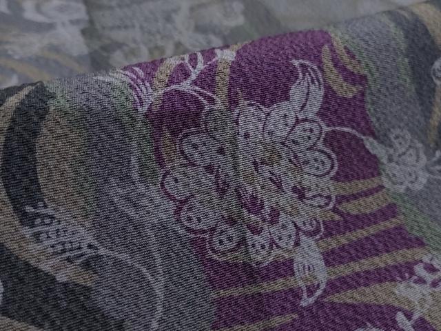 平和屋本店●極上　前田仁仙　仁仙更紗　小紋　更紗花文　鬼しぼ縮緬　逸品　未使用　DZAB6184kh6