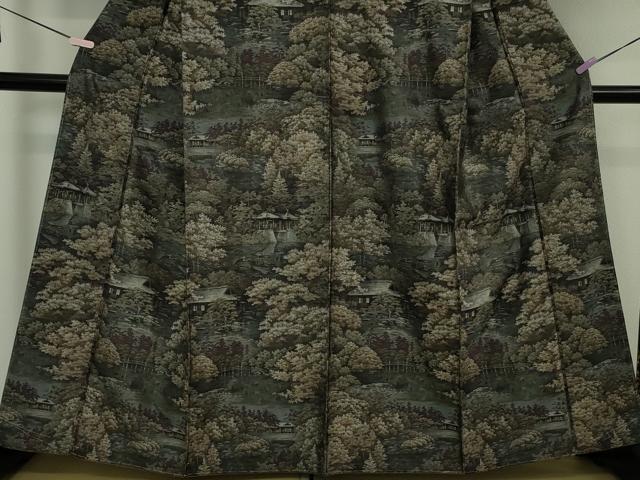 平和屋本店●極上　白泥染の第一人者・絣の魔術師 恵積五郎　本場大島紬　恵大島織物謹製　宮廷庭園　証紙付き　逸品　未使用　DZAB6187kh6