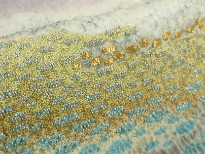 平和屋本店●極上  十日町 名門 滝泰謹製絞り 中国三大刺繍 相良刺繍 訪問着  暈し染め 金糸 金通し地 ロング丈 逸品　DZAB6190kh6