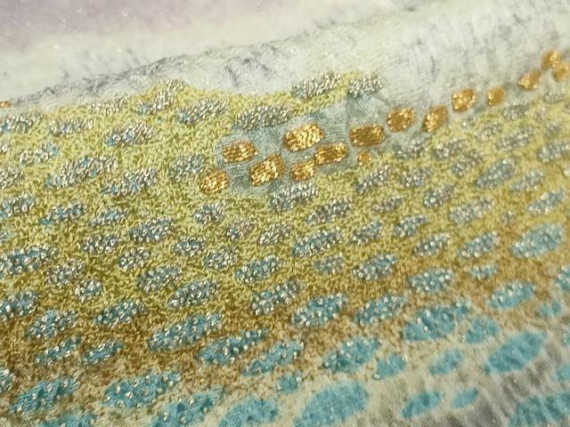 平和屋本店●極上  十日町 名門 滝泰謹製絞り 中国三大刺繍 相良刺繍 訪問着  暈し染め 金糸 金通し地 ロング丈 逸品　DZAB6190kh6