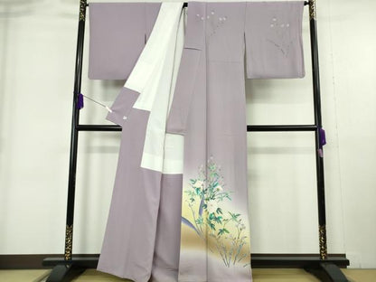 平和屋着物●極上　本加賀友禅作家　下村陽明　訪問着　牡丹華　薄葡萄色地　暈し染め　証紙付き　逸品　DZAB6192kh6