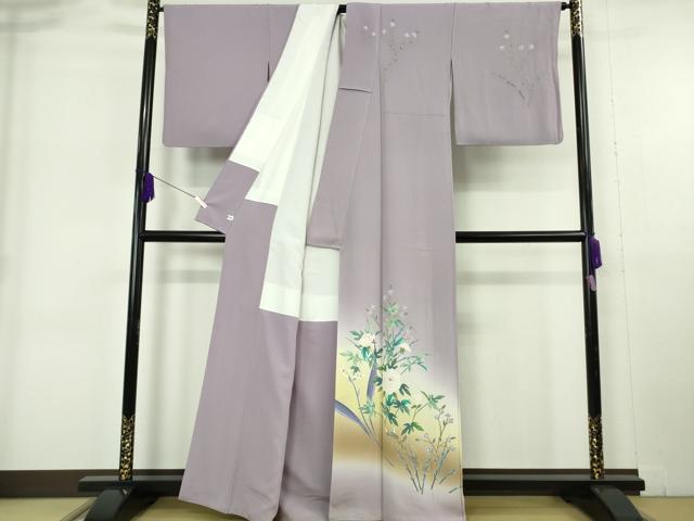 平和屋着物●極上　本加賀友禅作家　下村陽明　訪問着　牡丹華　薄葡萄色地　暈し染め　証紙付き　逸品　DZAB6192kh6