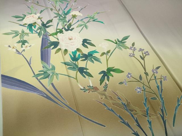 平和屋着物●極上　本加賀友禅作家　下村陽明　訪問着　牡丹華　薄葡萄色地　暈し染め　証紙付き　逸品　DZAB6192kh6