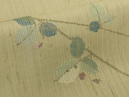 平和屋着物●極上　五代目・諏訪好風　訪問着　紬地　枝花文　枯色地　逸品　DZAB6194kh6