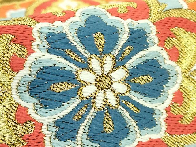 平和屋本店●極上　西陣　川島織物　六通柄　本袋帯　唐織　正倉院花文　黒地　金糸　逸品　DZAB6205kh6