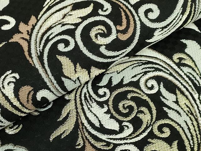 平和屋着物●極上　両面　全通柄袋帯　唐草文　黒地　金糸　逸品　DZAB6219kh6