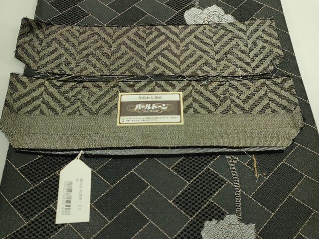平和屋本店●極上　キモノデザイナー　斉藤上太郎　両面　六通柄袋帯　紗綾形　バラ　薔薇　金銀糸　反端付き　逸品　DZAB6222kh6