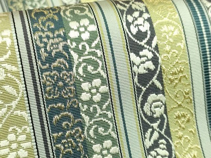 平和屋本店●極上　博多織人　黒木織物　本場筑前博多帯　両面　全通柄袋帯　花唐草間道　金糸　やまと誂製　逸品　DZAB6231kh6