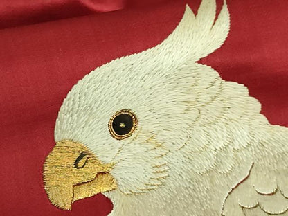 平和屋本店●極上　アンティーク　大正ロマン　九寸名古屋帯　総手刺繍　インコ　金糸　逸品　DZAB6232kh6