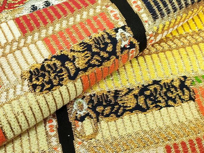 平和屋本店●極上　六通柄　本袋帯　龍村平蔵柄　源氏鎧　黒地　金銀糸　逸品　DZAB6248kh6