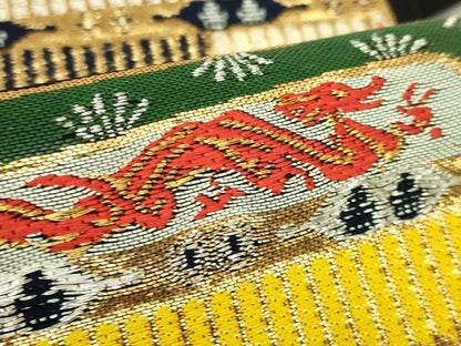 平和屋本店●極上　六通柄　本袋帯　龍村平蔵柄　源氏鎧　黒地　金銀糸　逸品　DZAB6248kh6