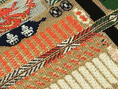 平和屋本店●極上　六通柄　本袋帯　龍村平蔵柄　源氏鎧　黒地　金銀糸　逸品　DZAB6248kh6