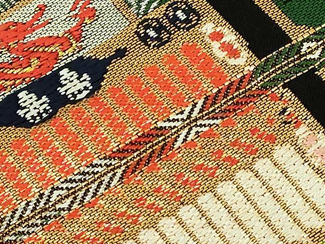 平和屋本店●極上　六通柄　本袋帯　龍村平蔵柄　源氏鎧　黒地　金銀糸　逸品　DZAB6248kh6