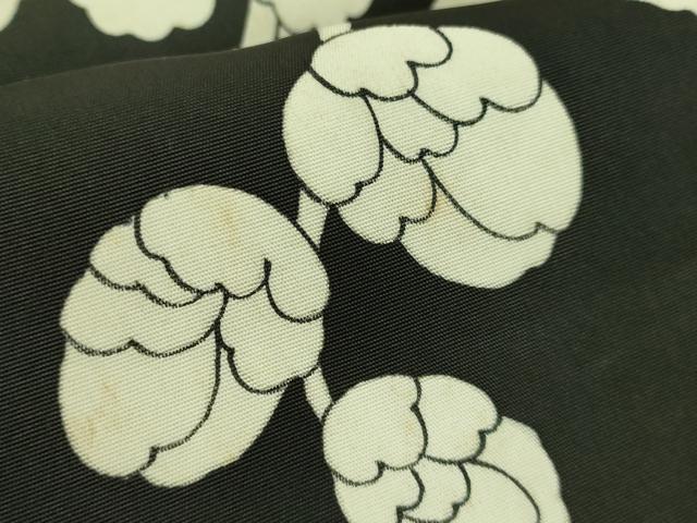 平和屋本店●極上　京都祇園の老舗　ぎをん齋藤　塩瀬　九寸名古屋帯　刺繍　枝花文　黒地　逸品　DZAB6255kh6