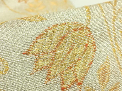 平和屋本店●極上　桝屋高尾　ねん金綴錦　六通柄袋帯　花唐草　金銀糸　逸品　DZAB6267kh6