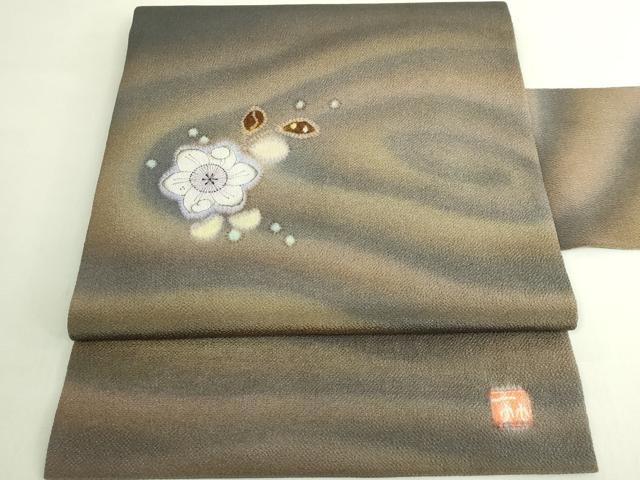 平和屋本店●極上　二代目　久保田一竹　幻の辻が花　九寸名古屋帯　鬼しぼ縮緬　逸品　DZAB6282kh6