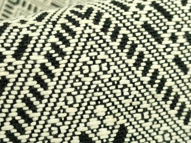 平和屋着物●極上　八寸名古屋帯　こぎん刺し　菱　黒地　逸品　DZAB6295kh6