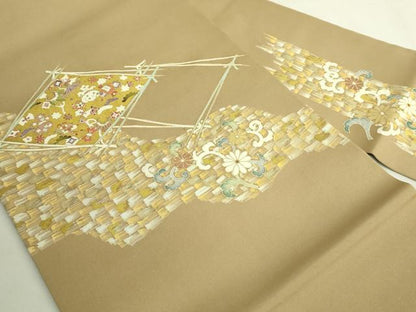 平和屋本店●極上　塩瀬　九寸名古屋帯　宝尽くし花文　金彩　逸品　DZAB6296kh6