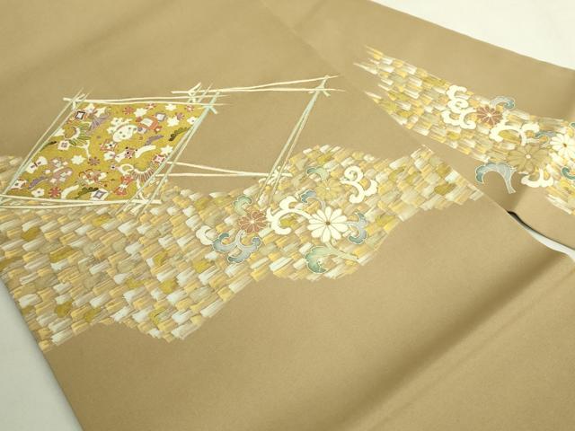 平和屋本店●極上　塩瀬　九寸名古屋帯　宝尽くし花文　金彩　逸品　DZAB6296kh6