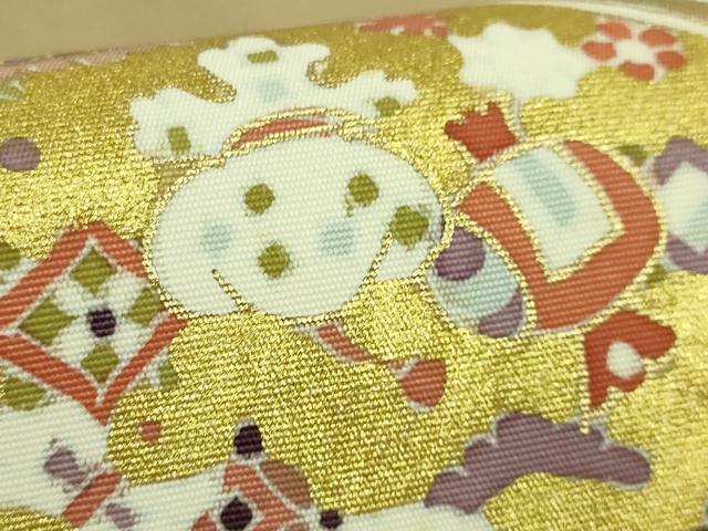 平和屋本店●極上　塩瀬　九寸名古屋帯　宝尽くし花文　金彩　逸品　DZAB6296kh6